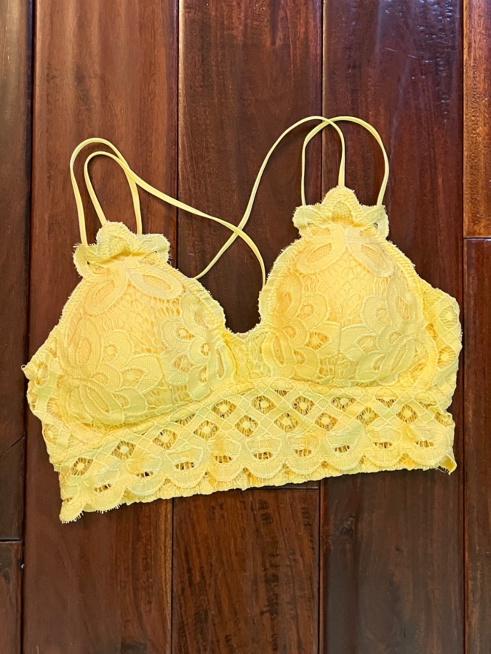 Wishlist Yellow Lace Bralette with Floral Detail